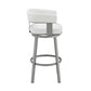 26" White and Gray Faux Leather and Iron Low Back Counter Height Swivel Bar Chair