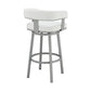 26" White and Gray Faux Leather and Iron Low Back Counter Height Swivel Bar Chair