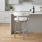 26" White and Gray Faux Leather and Iron Low Back Counter Height Swivel Bar Chair