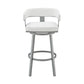 30" White And Gray Faux Leather And Iron Swivel Low Back Bar Height Bar Chair