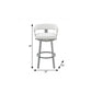 30" White And Gray Faux Leather And Iron Swivel Low Back Bar Height Bar Chair