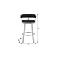 26" Black And Silver Faux Leather And Iron Swivel Low Back Counter Height Bar Chair
