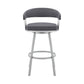 25" Slate Gray And Silver Iron Swivel Low Back Counter Height Bar Chair