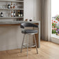 29" Slate Gray And Silver Iron Swivel Low Back Bar Chair