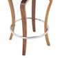 29" Gray And Brown Faux Leather Swivel Bar Height Bar Chair