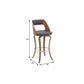 29" Gray And Brown Faux Leather Swivel Bar Height Bar Chair