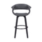 27" Gray And Black Faux Leather And Fabric And Solid Wood Low Back Counter Height Swivel Bar Chair