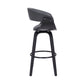 27" Gray And Black Faux Leather And Fabric And Solid Wood Low Back Counter Height Swivel Bar Chair