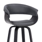 27" Gray And Black Faux Leather And Fabric And Solid Wood Low Back Counter Height Swivel Bar Chair
