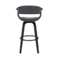27" Gray And Black Faux Leather And Fabric And Solid Wood Low Back Counter Height Swivel Bar Chair