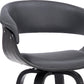 27" Gray And Black Faux Leather And Fabric And Solid Wood Low Back Counter Height Swivel Bar Chair
