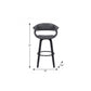 27" Gray And Black Faux Leather And Fabric And Solid Wood Low Back Counter Height Swivel Bar Chair
