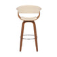 27" Cream and Brown Faux Leather and Solid Wood Low Back Counter Height Swivel Bar Chair