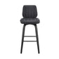 27" Gray and Black Faux Leather and Iron Counter Height Swivel Bar Chair