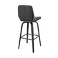 31" Gray And Black Faux Leather And Iron Swivel Bar Height Bar Chair