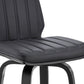 31" Gray And Black Faux Leather And Iron Swivel Bar Height Bar Chair