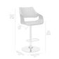 Cream and Silver Faux Leather Iron And Wood Adjustable Height Swivel Bar Chair