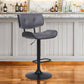 Gray and Black Iron and Faux Leather Adjustable Height Swivel Bar Chair