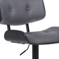 Gray and Black Iron and Faux Leather Adjustable Height Swivel Bar Chair