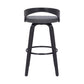 26" Gray And Black Faux Leather And Iron Swivel Low Back Counter Height Bar Chair
