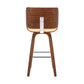 26" Cream And Brown Faux Leather And Solid Wood Swivel Counter Height Bar Chair
