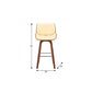 26" Cream And Brown Faux Leather And Solid Wood Swivel Counter Height Bar Chair