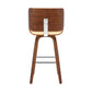30" Cream And Brown Faux Leather And Solid Wood Swivel Bar Height Bar Chair