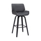 26" Gray And Black Faux Leather And Iron Swivel Counter Height Bar Chair