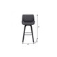 26" Gray And Black Faux Leather And Iron Swivel Counter Height Bar Chair