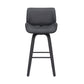 30" Gray and Black Faux Leather and Iron Bar Height Swivel Bar Chair