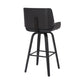 30" Gray and Black Faux Leather and Iron Bar Height Swivel Bar Chair