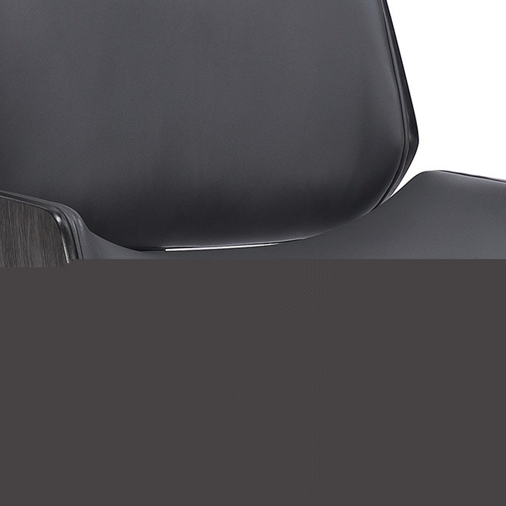 30" Gray and Black Faux Leather and Iron Bar Height Swivel Bar Chair