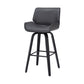 30" Gray and Black Faux Leather and Iron Bar Height Swivel Bar Chair