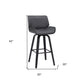 30" Gray and Black Faux Leather and Iron Bar Height Swivel Bar Chair