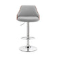 Gray And Silver Faux Leather And Iron Adjustable Height Swivel Bar Chair