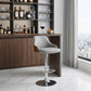 Gray And Silver Faux Leather And Iron Adjustable Height Swivel Bar Chair