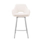 30" White And Silver Iron Swivel Low Back Bar Height Bar Chair