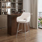 30" White And Silver Iron Swivel Low Back Bar Height Bar Chair