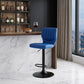 25" Blue And Black Iron Swivel Adjustable Height Bar Chair