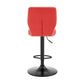 Red and Black Faux Leather And Iron Adjustable Height Swivel Bar Chair