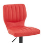 Red and Black Faux Leather And Iron Adjustable Height Swivel Bar Chair