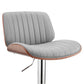 24" Gray And Silver Iron Swivel Adjustable Height Bar Chair