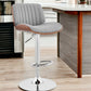 24" Gray And Silver Iron Swivel Adjustable Height Bar Chair