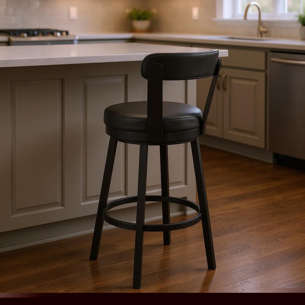 26" Black Iron Swivel Counter Height Bar Chair