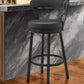 30" Black Faux Leather and Steel Low Back Bar Height Swivel Bar Chair