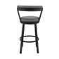 26" Gray and Black Fabric and Iron Counter Height Swivel Bar Chair
