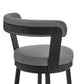 26" Gray and Black Fabric and Iron Counter Height Swivel Bar Chair