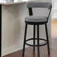 26" Gray and Black Fabric and Iron Counter Height Swivel Bar Chair