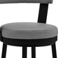 26" Gray and Black Fabric and Iron Counter Height Swivel Bar Chair