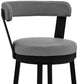 26" Gray and Black Fabric and Iron Counter Height Swivel Bar Chair